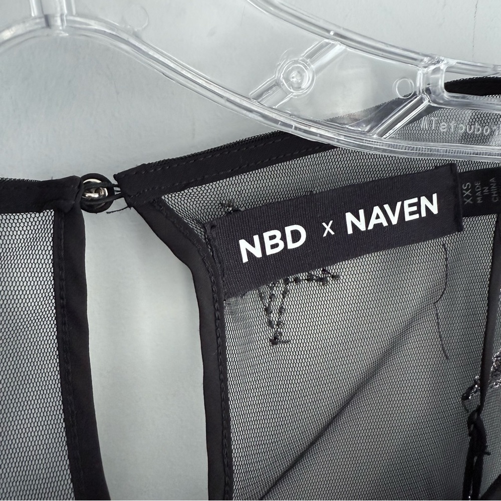 NBD x Naven Starry Night Dress in Black XXS Star Sequins Embellished Sheer Mesh - Picture 6 of 16